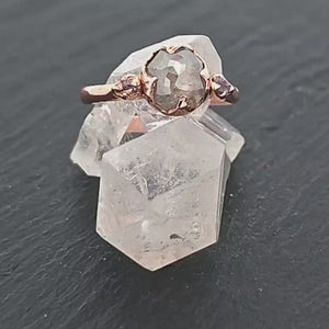 Fancy cut Salt and pepper Diamond Engagement 14k Rose Gold Multi stone Wedding Ring byAngeline 3036