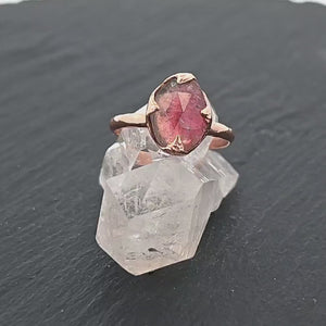 Fancy cut Pink Tourmaline Rose Gold Ring Gemstone Solitaire recycled 14k statement Engagement ring 1262