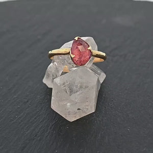 Fancy cut pink Tourmaline Gold Ring Gemstone Solitaire recycled 18k yellow gold statement cocktail statement 1685