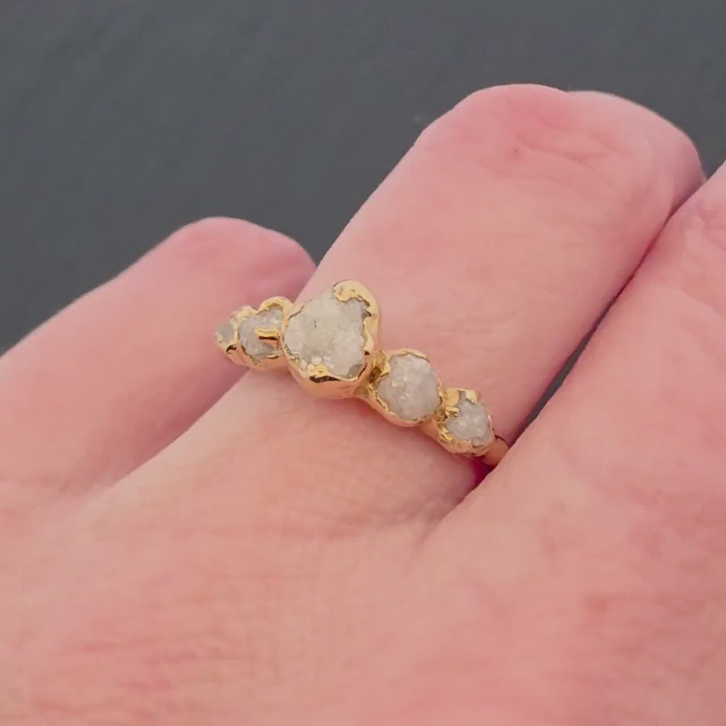 Rough Diamond Crown Engagement Ring • 18k Yellow Gold • Raw Diamond Ring • Rustic Diamond Ring • One of a Kind • Handmade by Angeline 3675