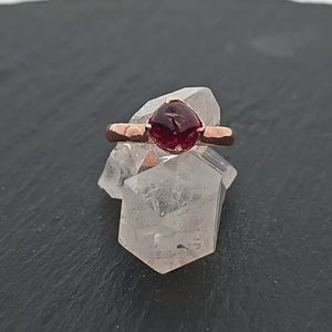 Sapphire  Ruby red tumbled 14k Rose gold Solitaire gemstone ring 2879