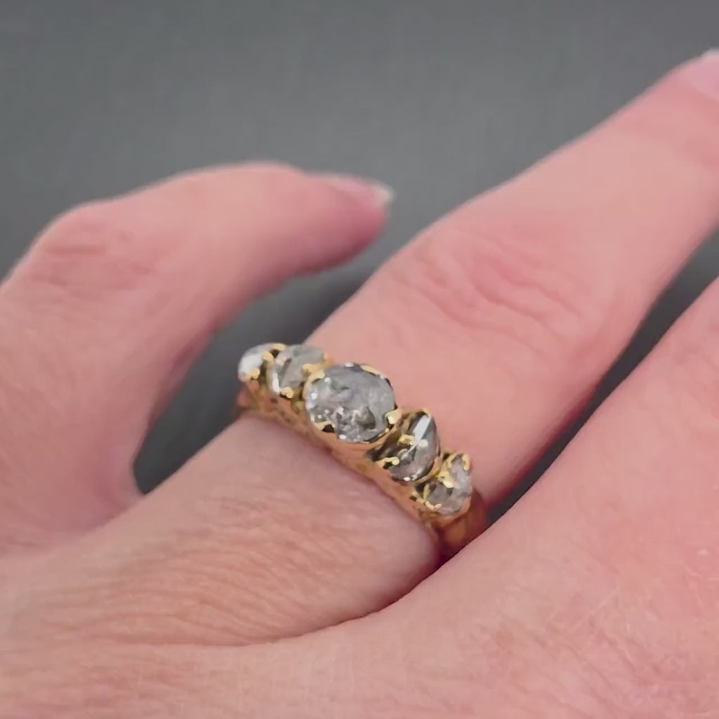 Moon Phase Diamond Ring • 18k Yellow Gold • Five Stone Rose Cut Diamond Ring • Lunar Goddess Ring • Handmade Statement by Angeline 3651
