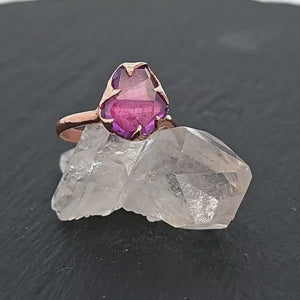 Partially Faceted Sapphire 14k rose Gold Engagement Ring Wedding Ring Custom One Of a Kind Gemstone Ring Solitaire 1010