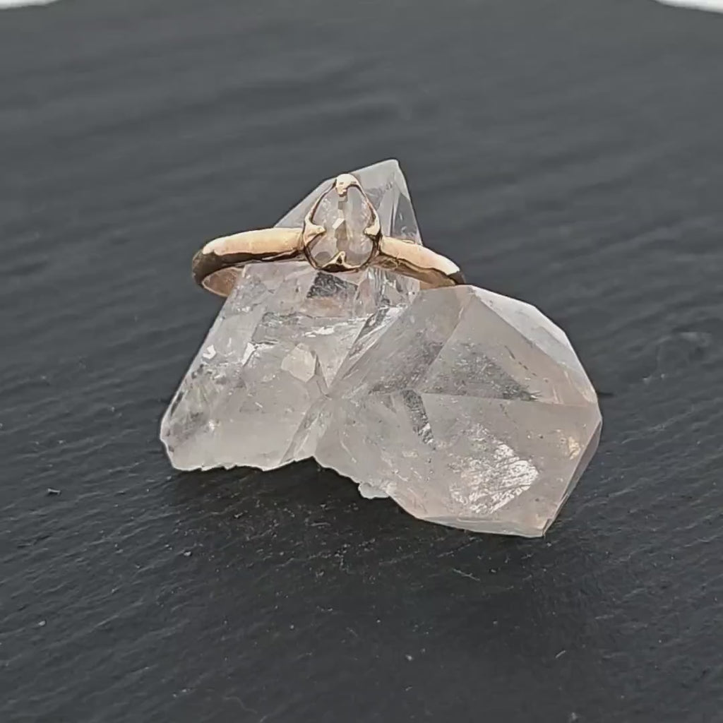 White Diamond Solitaire Engagement Ring • 14k Yellow Gold • Handmade Wedding Ring byAngeline 2027
