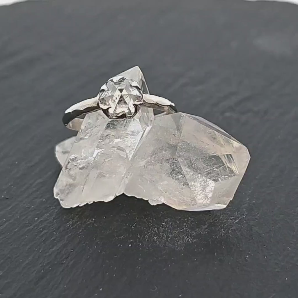 Salt and Pepper Diamond Solitaire Engagement Ring • 18k White Gold • Handmade byAngeline 1294