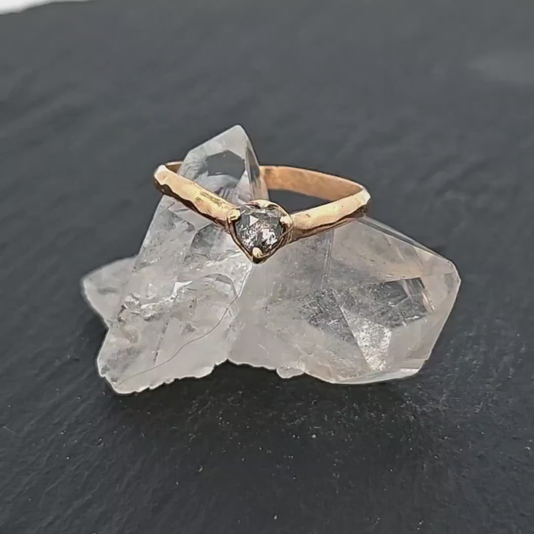 Fancy cut Chevron stacking Dainty White Diamond Solitaire Engagement 18k yellow Gold Wedding Ring byAngeline 1443