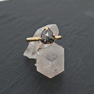 Fancy cut salt and pepper Diamond Solitaire Engagement 18k yellow Gold Wedding Ring Diamond Ring byAngeline 2418