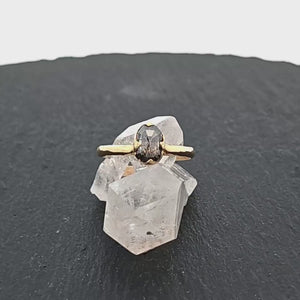 Fancy cut salt and pepper Diamond Solitaire Engagement 14k yellow Gold Wedding Ring Diamond Ring byAngeline 1081