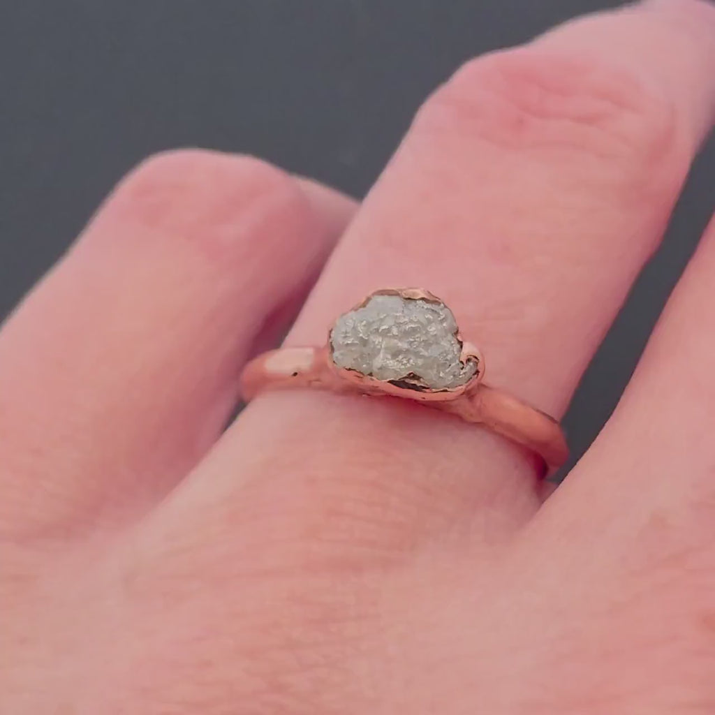 Rough Raw Diamond Solitaire Engagement Ring • 14k Rose Gold • Natural Diamond Ring • One of a Kind Handmade by Angeline 3677