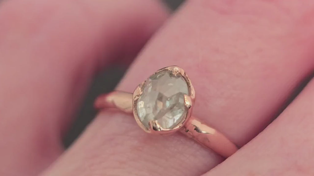 Rose Cut Oval Diamond Ring • 14k Rose Gold • Solitaire Engagement Ring • Handmade by Angeline 3604
