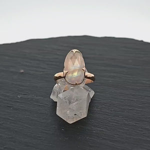 Fancy cut Moonstone Gold Ring Gemstone Solitaire recycled 14k statement cocktail statement 3031