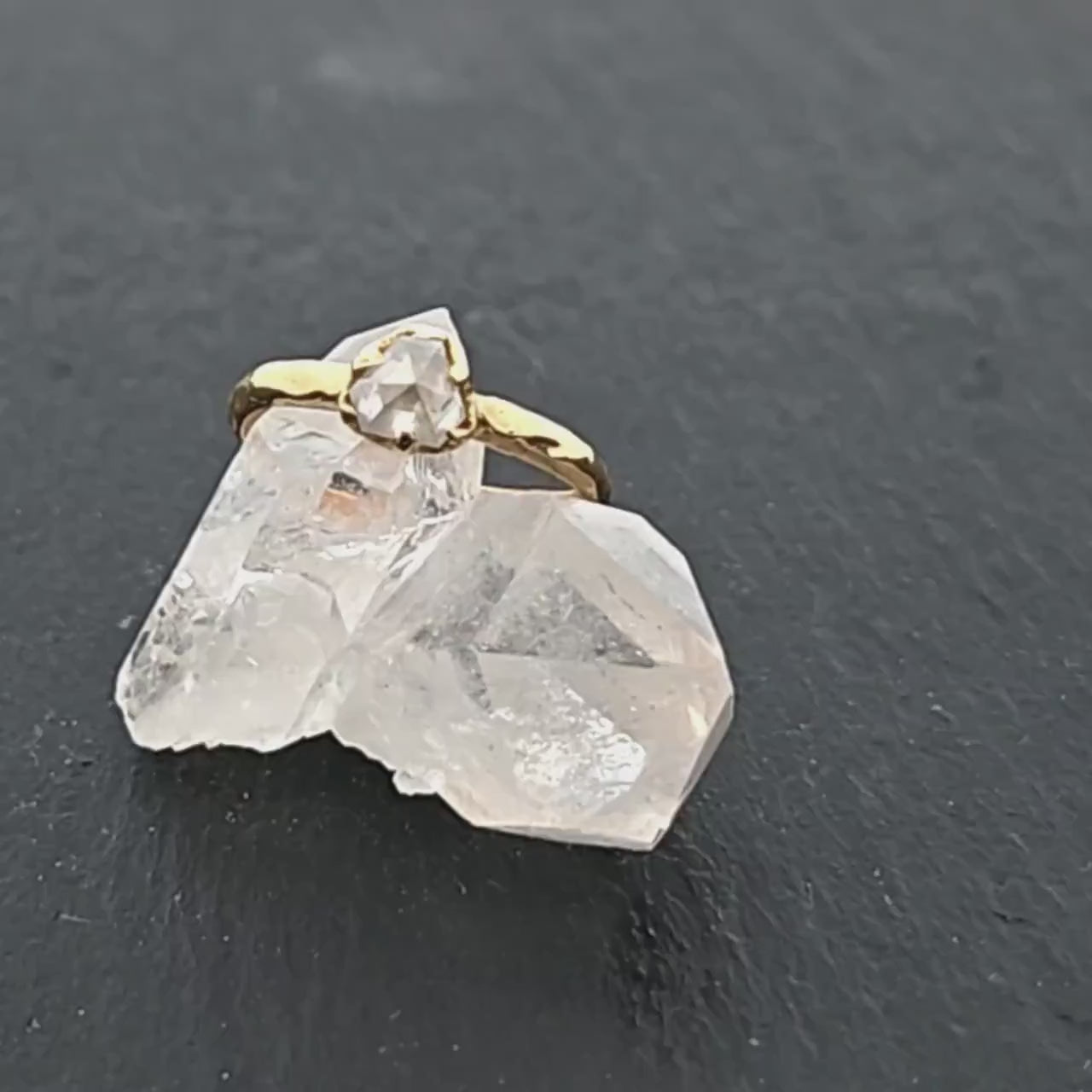 Fancy cut white Diamond Solitaire Engagement 18k yellow Gold Wedding Ring byAngeline 1395