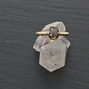 Fancy cut salt and pepper Diamond Solitaire Engagement 18k yellow Gold Wedding Ring Diamond Ring byAngeline 1397