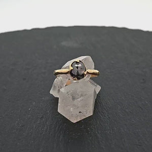 Fancy cut salt and pepper Diamond Solitaire Engagement 18k yellow Gold Wedding Ring Diamond Ring byAngeline 1402