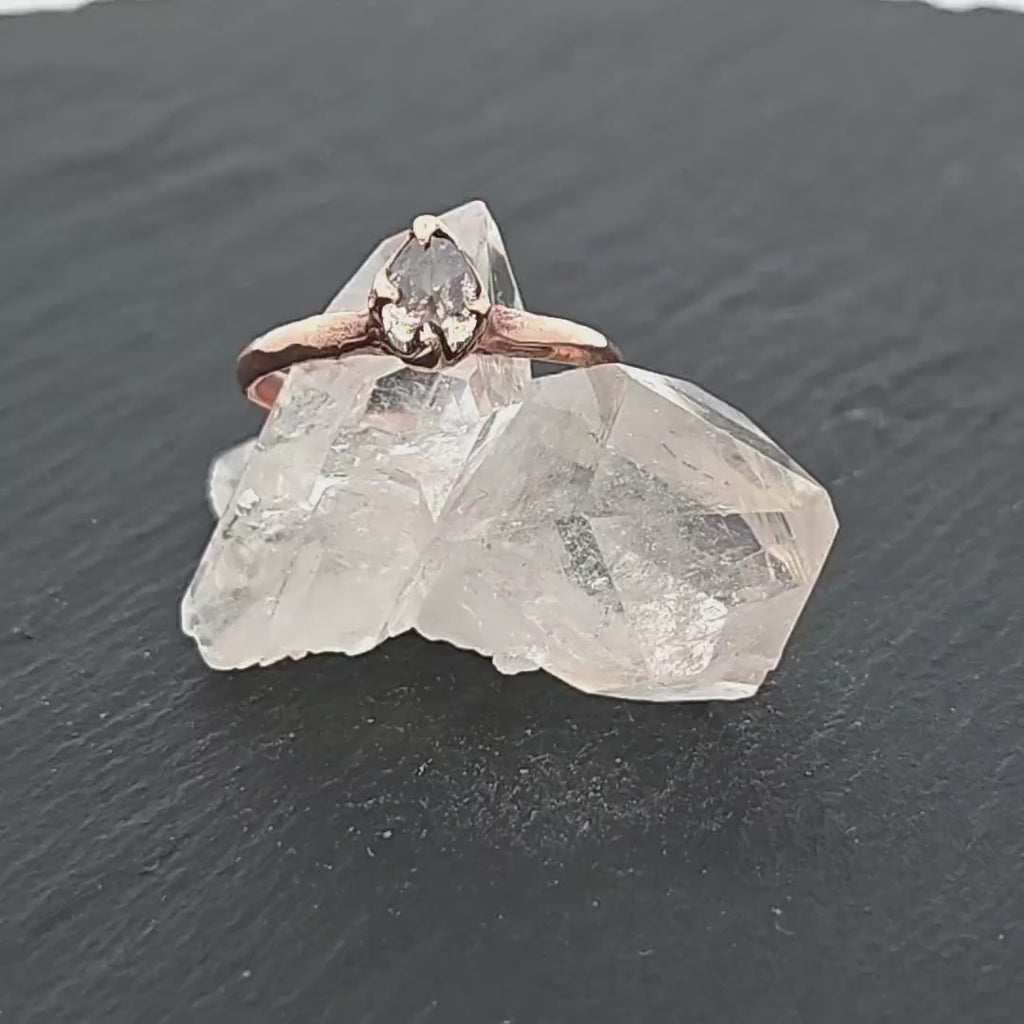 Salt and Pepper Diamond Solitaire Engagement Ring • 14k Rose Gold • Handmade by Angeline 2582