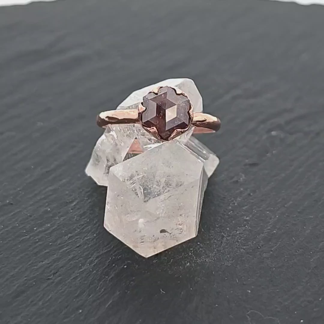 Fancy cut orange Diamond Solitaire Engagement 14k Rose Gold Wedding Ring byAngeline 0725
