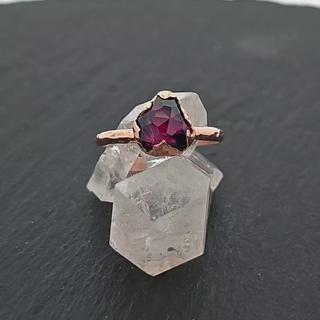 Partially Faceted Sapphire Solitaire 14k rose Gold Engagement Ring Wedding Ring Custom One Of a Kind Gemstone Ring 0699
