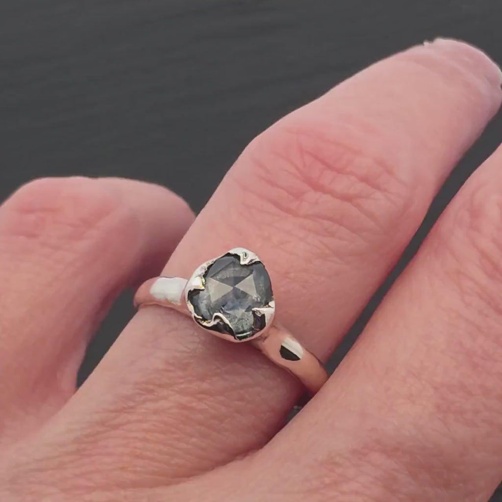 Blue Montana Sapphire Solitaire Engagement Ring • Sterling Silver • Rose Cut • Alternative Bridal Ring • Handmade By Angeline 3672 Bespoke