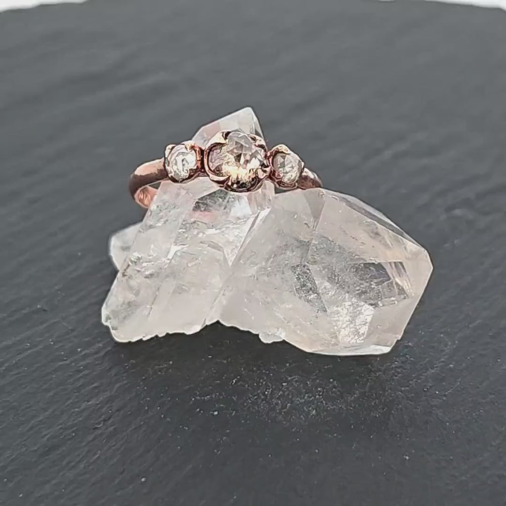 Champagne Fancy cut Diamond Engagement 14k Rose Gold Multi stone Wedding byAngeline 2144