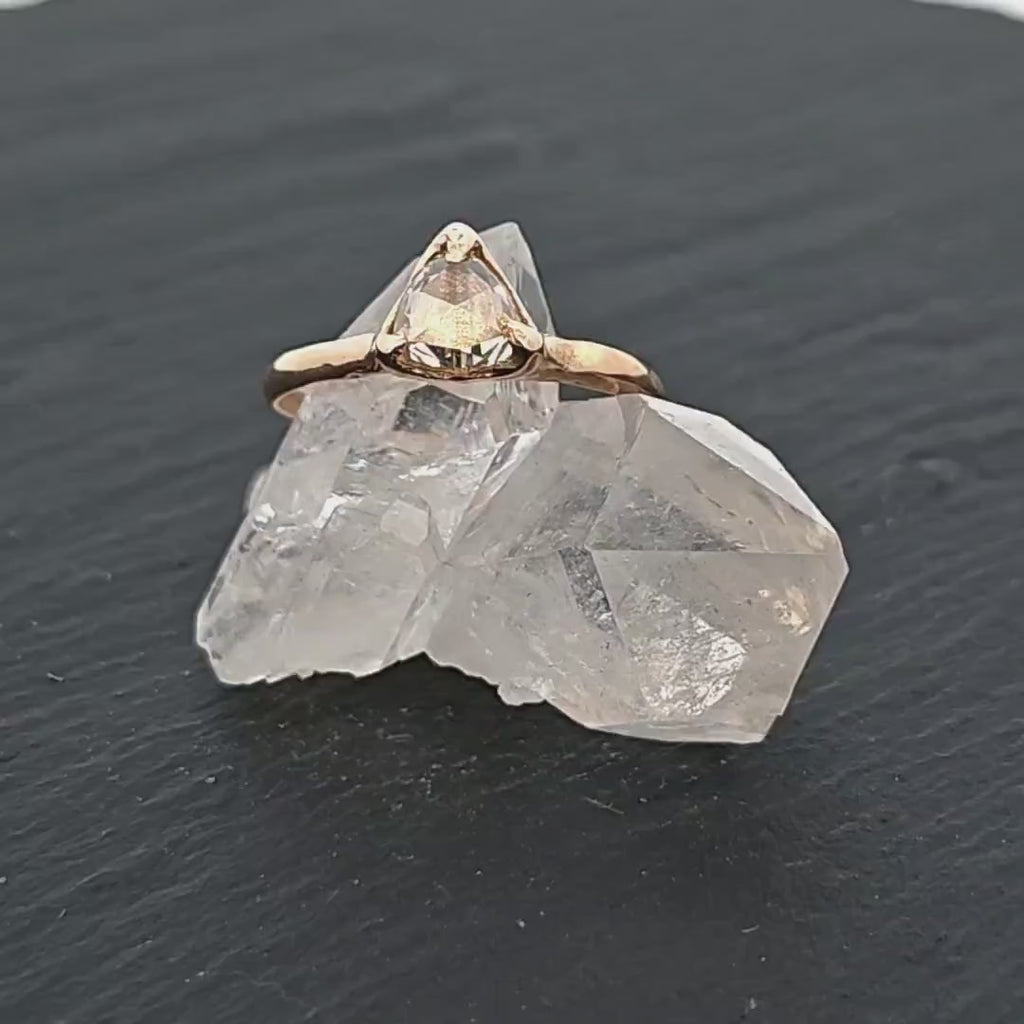 White Diamond Solitaire Engagement Ring • 14k Yellow Gold • Handmade by Angeline 2601