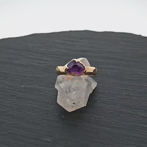Partially Faceted engagement ring purple Sapphire 14k Yellow gold Solitaire Ring Gold Gemstone 3251