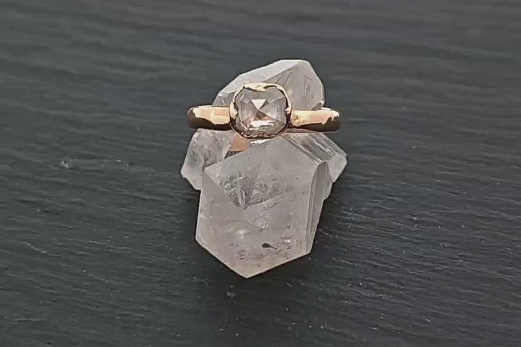 White Diamond Solitaire Engagement Ring • 14k Yellow Gold • Handmade Wedding Ring by Angeline 2854