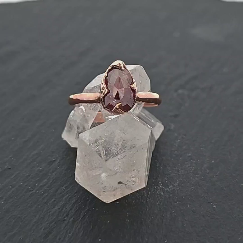 Coral Diamond Solitaire Engagement • 14k Rose Gold • Handmade byAngeline 1321