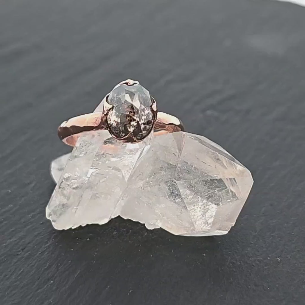 Salt and Pepper Solitaire Diamond Engagement Ring • 14k Rose Gold • Handmade byAngeline 1705