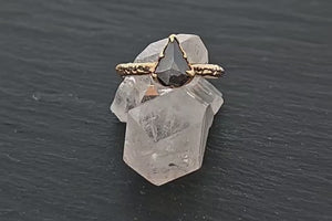 Fancy cut Salt and pepper Diamond Engagement 14k yellow Gold Wedding Ring Rough Diamond Ring byAngeline 0798