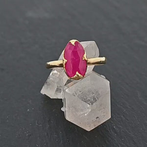 Fancy cut Burma Ruby Yellow Gold Ring Gemstone Solitaire recycled 18k statement cocktail statement 1513