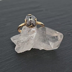 Fancy cut salt and pepper Diamond Solitaire Engagement 18k yellow Gold Wedding Ring Diamond Ring byAngeline 1608