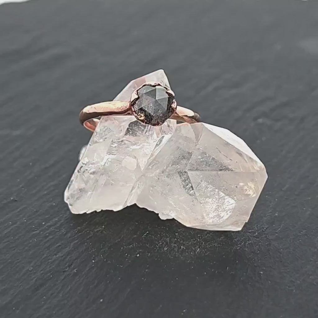 Salt and Pepper Solitaire Diamond Engagement Ring • 14k Rose Gold • Wedding Ring byAngeline 1853