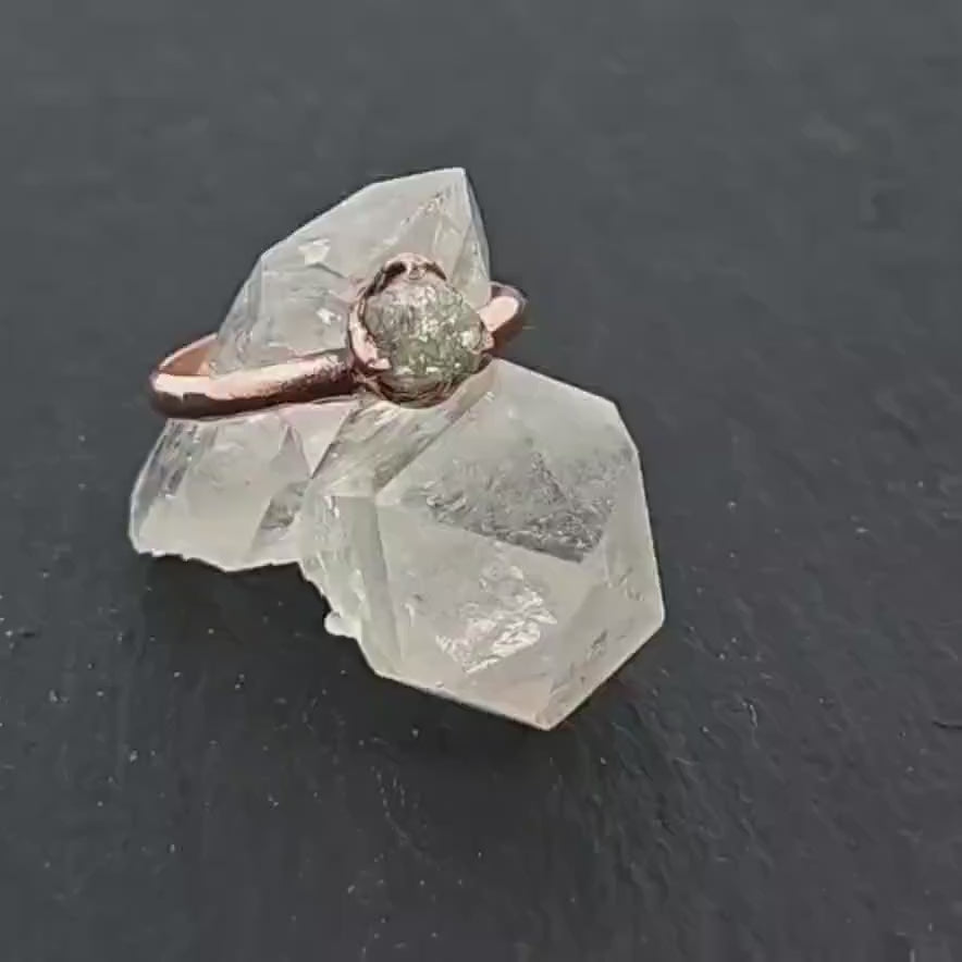 Raw Diamond Engagement Ring Rough Uncut Diamond Solitaire Recycled 14k yellow gold Conflict Free Diamond Wedding Promise 3471