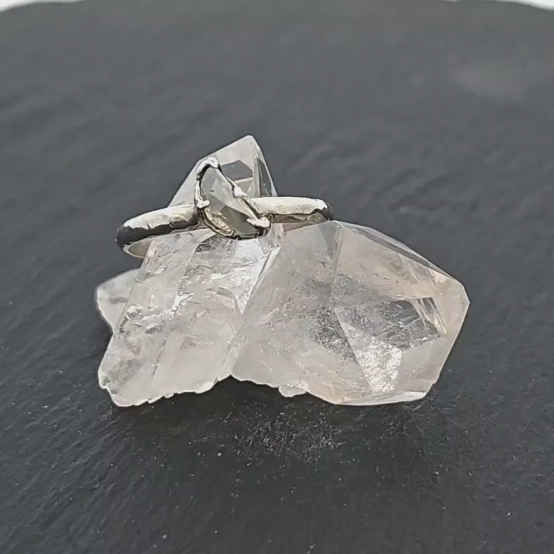 Fancy Cut Half Moon Diamond Solitaire Engagement 14k White Gold Wedding Ring byAngeline 1654