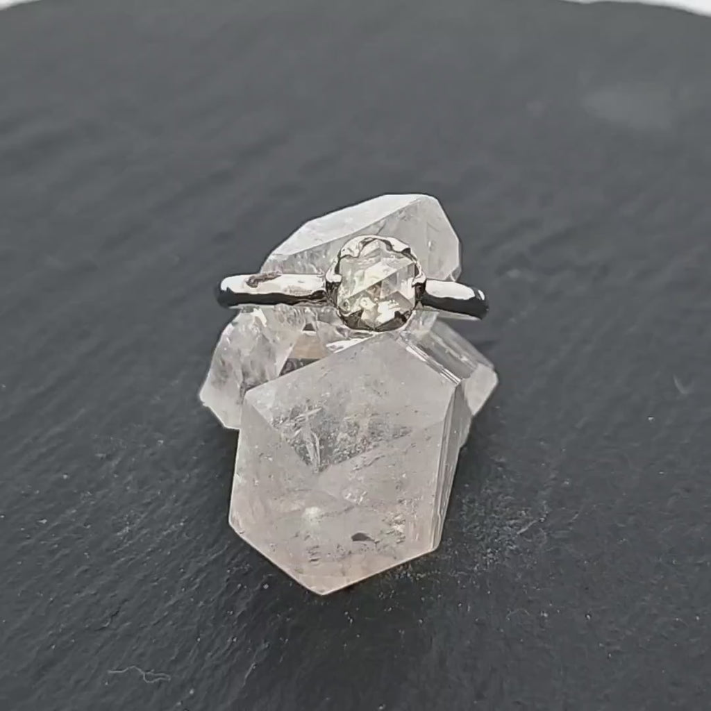 Faceted Fancy cut white Diamond Solitaire Engagement 18k White Gold Wedding Ring byAngeline 1354