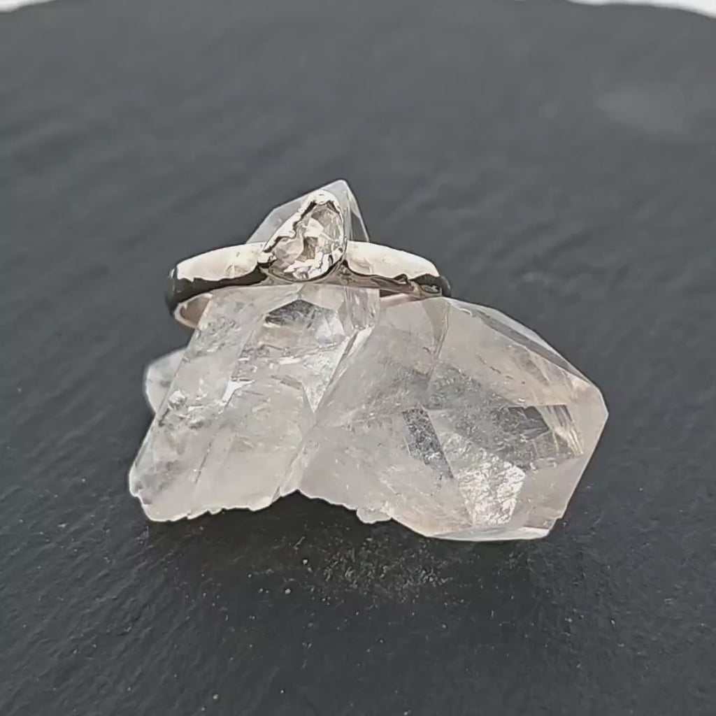 Fancy Cut Half Moon Diamond Solitaire Engagement 14k White Gold Wedding Ring by Angeline 2864