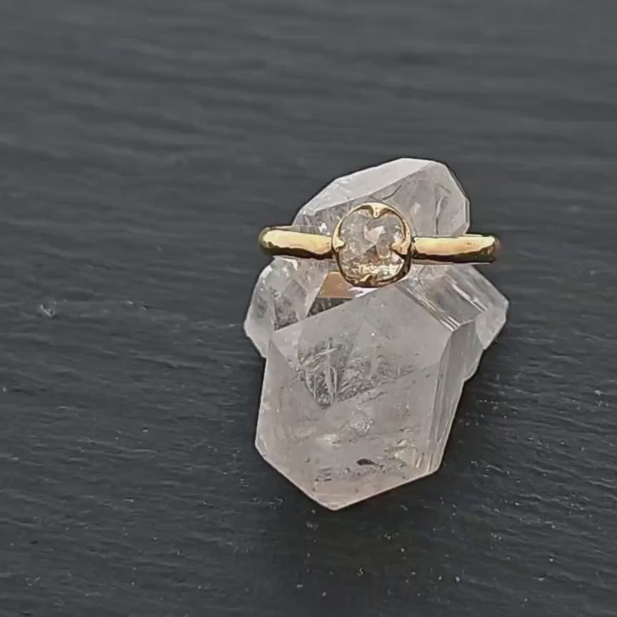 Fancy cut white Diamond Solitaire Engagement 18k yellow Gold Wedding Ring byAngeline 1056