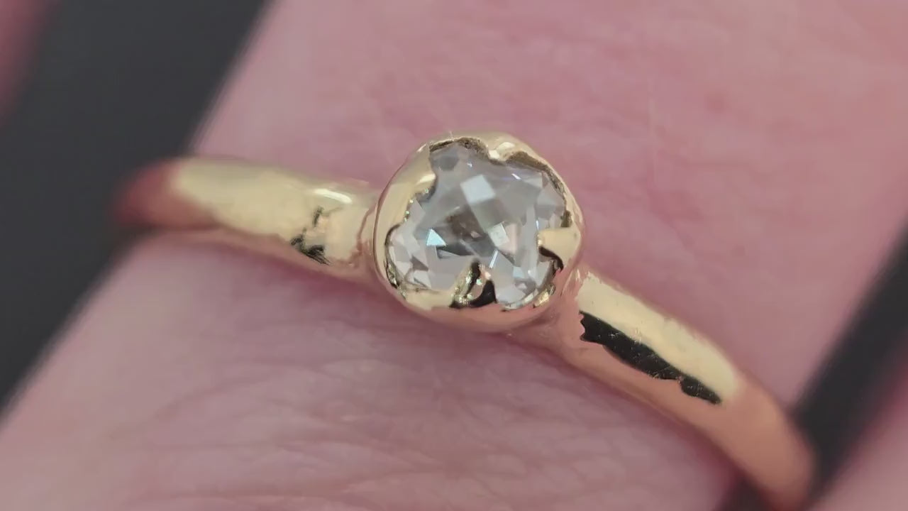 Antique-style Rose Cut Diamond Ring • 18k Yellow Gold • Solitaire Engagement Ring • Handmade byAngeline 3609