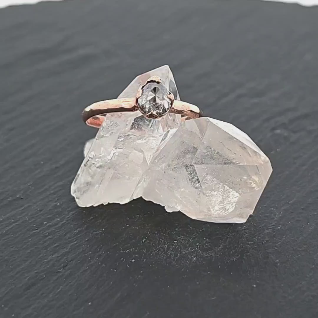 Fancy cut Salt and pepper Solitaire Diamond Engagement 14k Rose Gold Wedding Ring byAngeline 1101