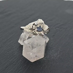 Real Flower Raw Sapphire Solitaire  14k White gold wedding engagement ring Enchanted Garden Floral Ring byAngeline 1425