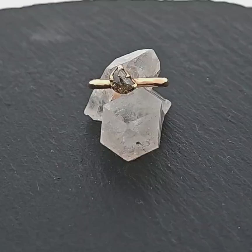 Salt and Pepper Half Moon Diamond Engagement Ring • 14k Yellow Gold • Handmade byAngeline 1693