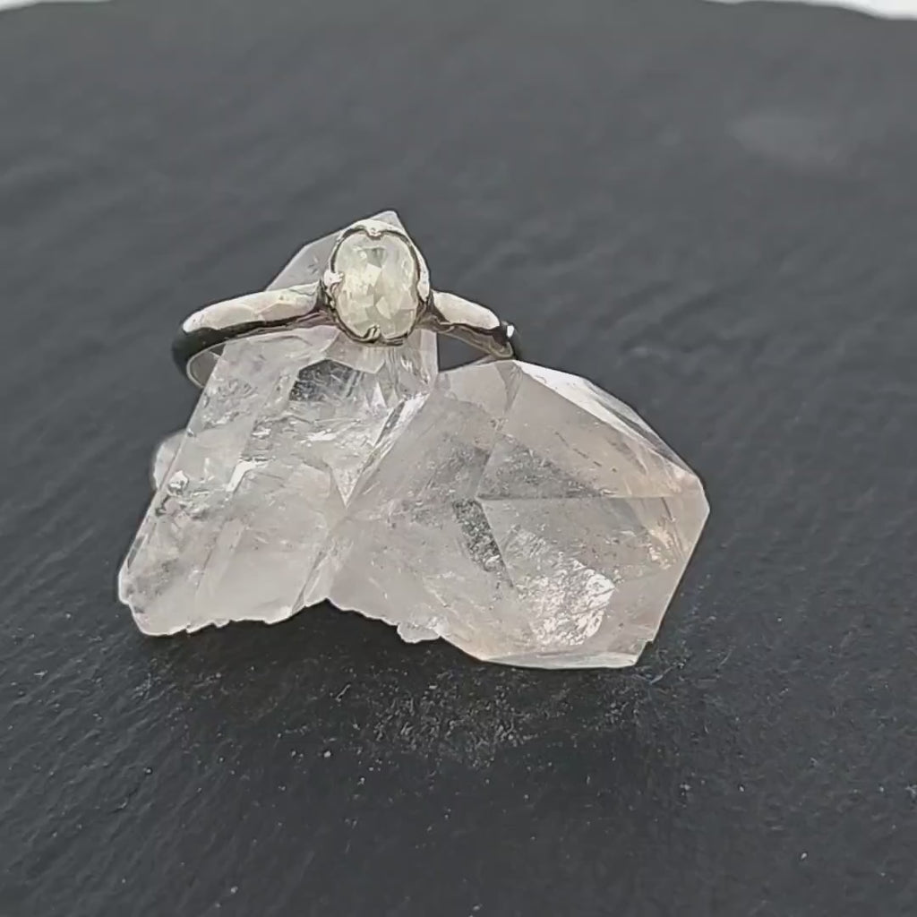Fancy Cut Diamond Solitaire Engagement Ring | 14k White Gold Wedding Ring | byAngeline 2031