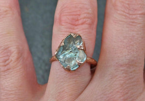 Raw Uncut Aquamarine Ring Solid 14K Rose Gold Ring wedding engagement Rough Gemstone Ring Statement Ring Stacking Ring byAngeline - by Angeline
