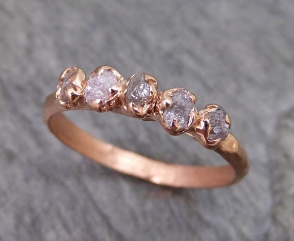 Raw Pink Diamonds Rose Gold Ring Wedding Band Custom One Of a Kind Gemstone Ring Rough Diamond Ring - by Angeline
