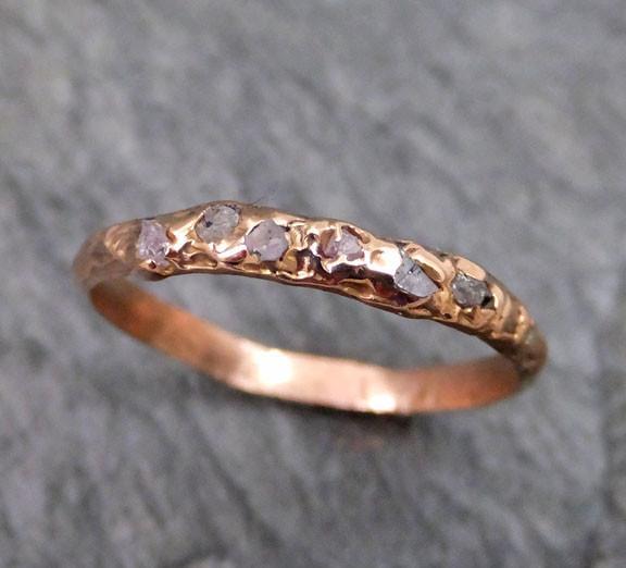 raw rough uncut conflict free pink diamond wedding band 14k rose gold ...
