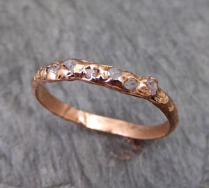 Raw Rough Uncut Conflict Free Pink Diamond Wedding Band 14k Rose Gold Wedding Ring - by Angeline