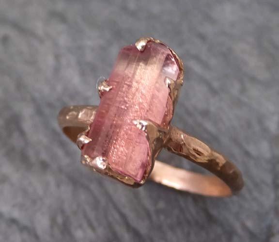 Raw Rough Pink Topaz 14k rose Gold Ring One Of a Kind Gemstone Ring Recycled gold byAngeline 0025 - by Angeline