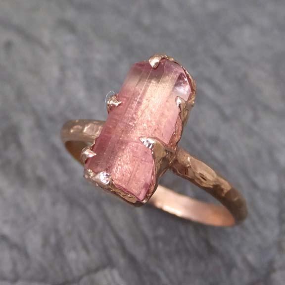 Raw Rough Pink Topaz 14k rose Gold Ring One Of a Kind Gemstone Ring Recycled gold byAngeline 0025 - by Angeline