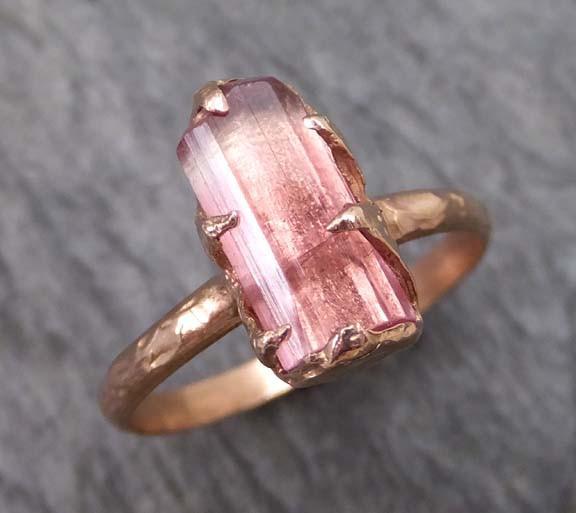 Raw Rough Pink Topaz 14k rose Gold Ring One Of a Kind Gemstone Ring Recycled gold byAngeline 0025 - by Angeline