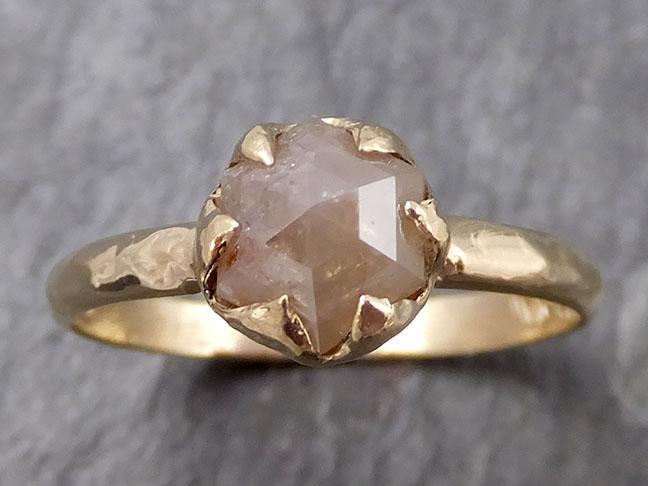 Fancy cut Champagne Diamond 14k Yellow gold Solitaire Ring Gold Gemstone Engagement Ring Raw gemstone Jewelry 0807 - Gemstone ring by Angeline